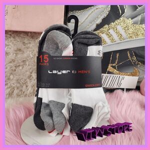 💕 NWT Layer 8 No Show Cushion Socks 15 Pairs Comfort Fit #7175 💕